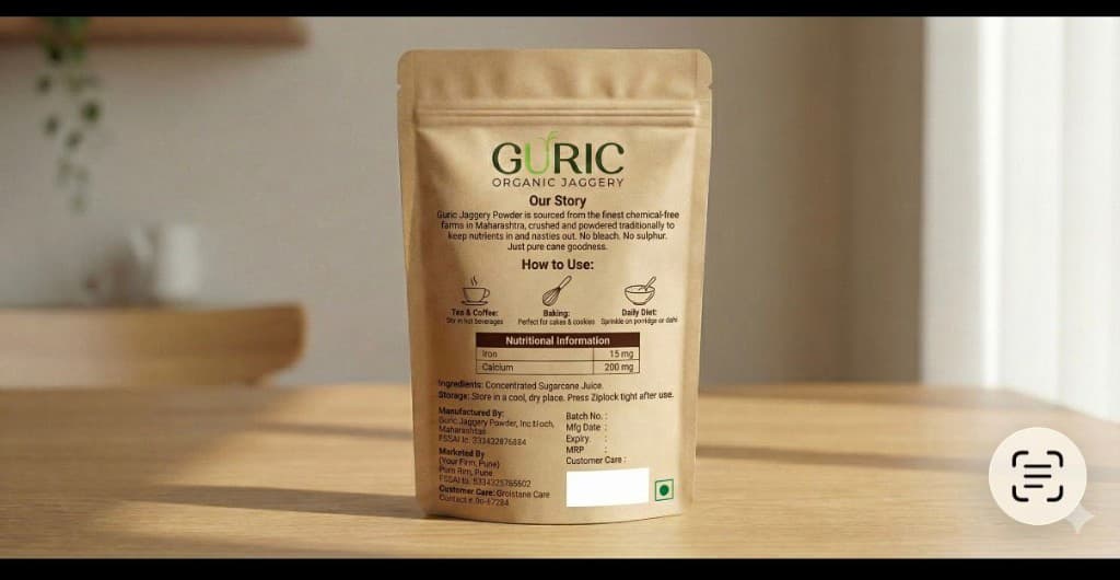 Guric jaggery powder packaging - our story